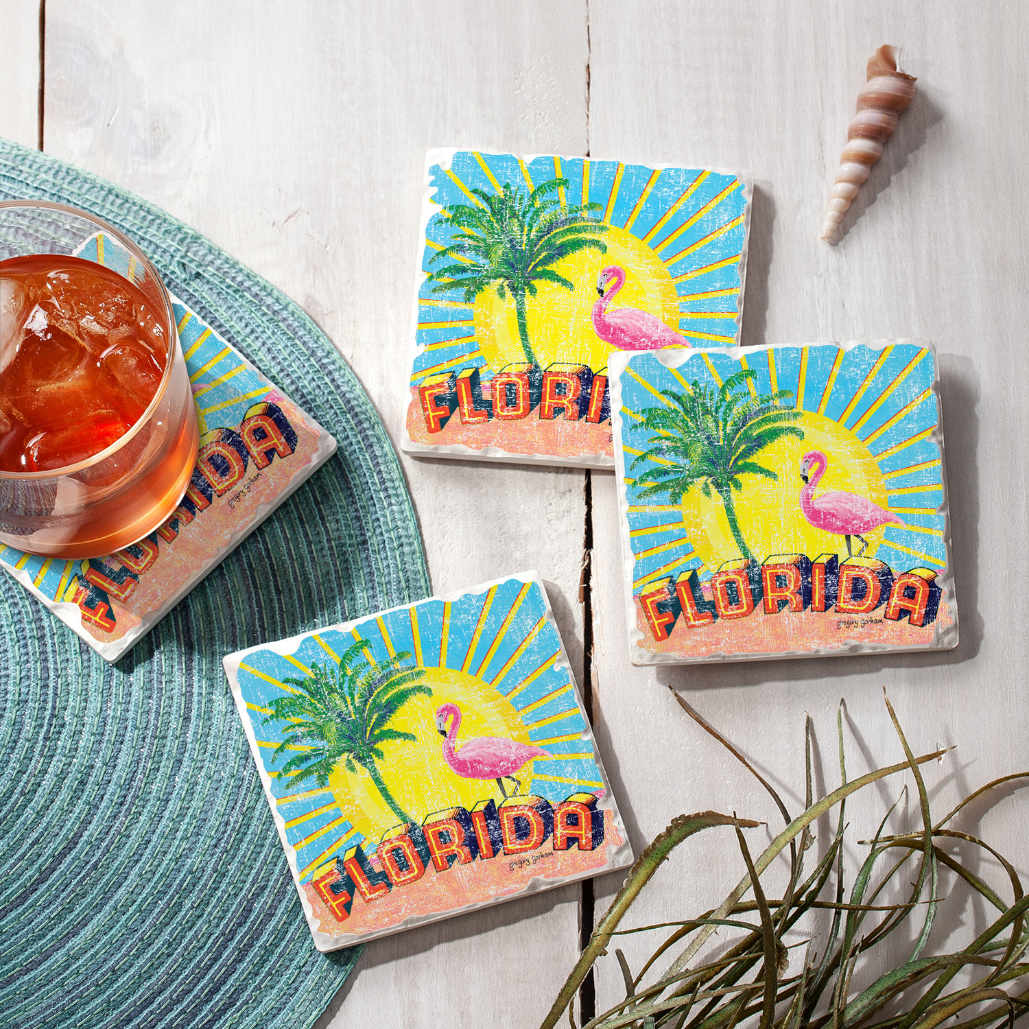 Bay Isle Home™ Florida Absorbent Stone Coaster | Wayfair