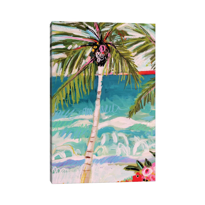 Palm Tree Whimsy I by Karen Fields - Wrapped Canvas Painting, 20.32 cm H x 30.48 cm W