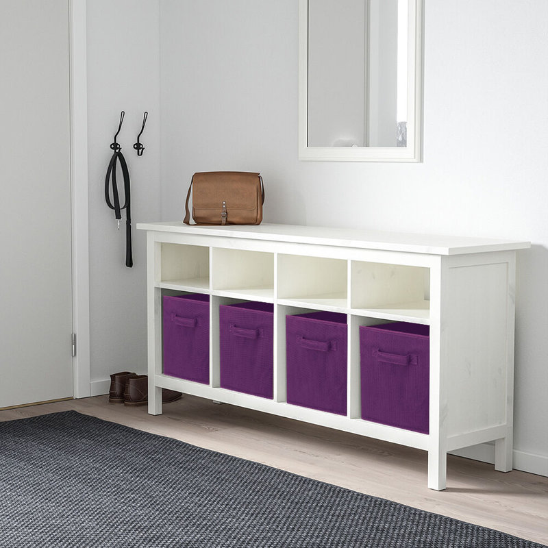 Ensemble de 2 bacs de rangement en tissu pliables, Mauve