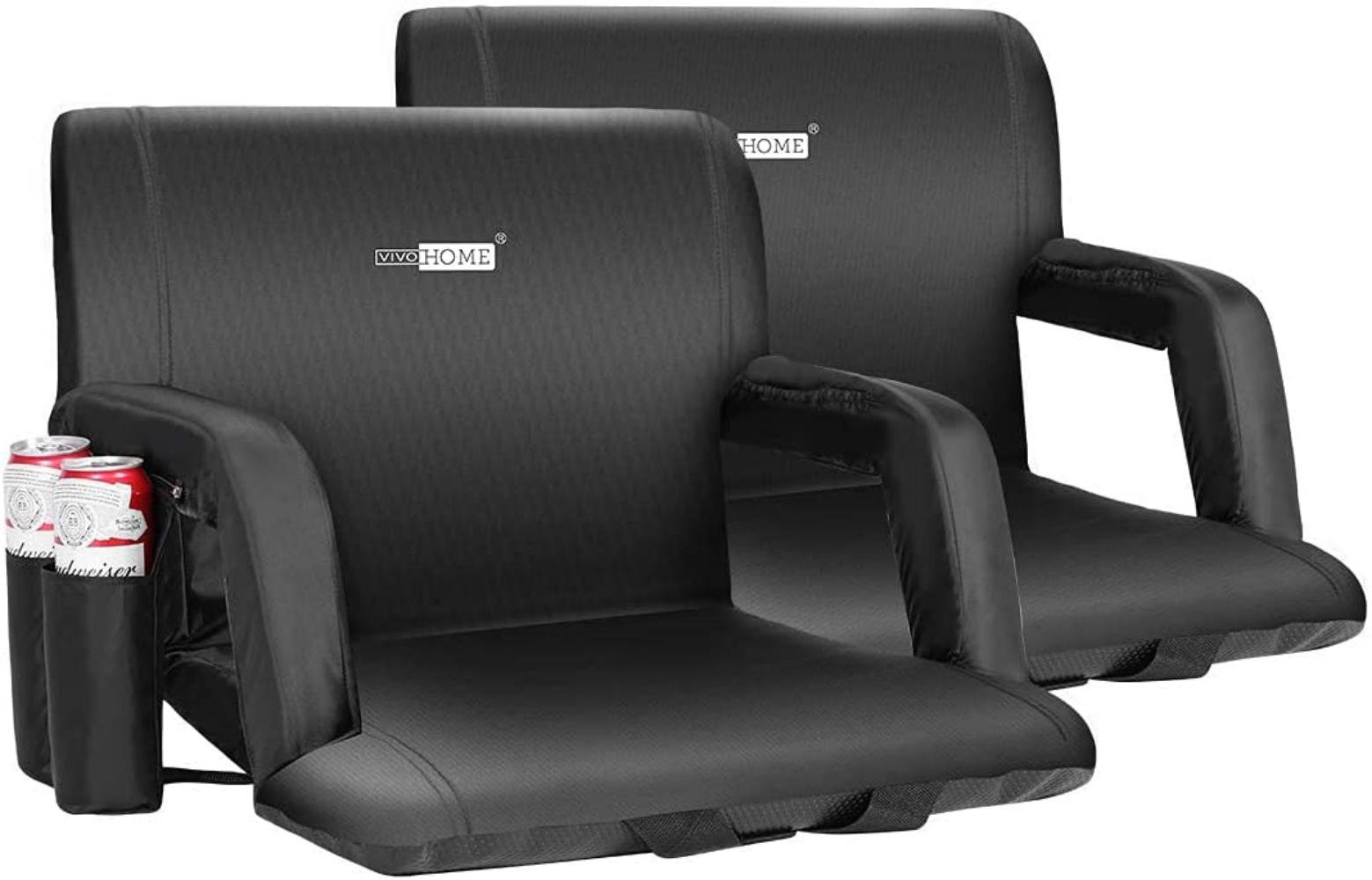 2-Pack Stadium Chair SEATS for Bleachers - Foldable Padded Cushions with Arm Rests and Carry Straps