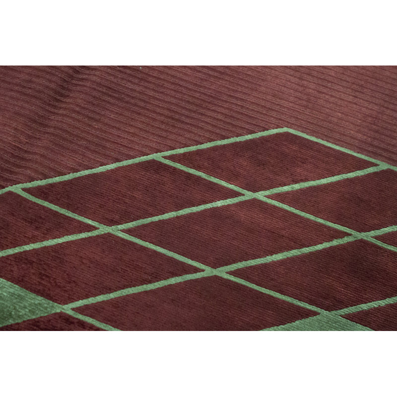 Himalayan Wool Geometric Area Rug in Rust