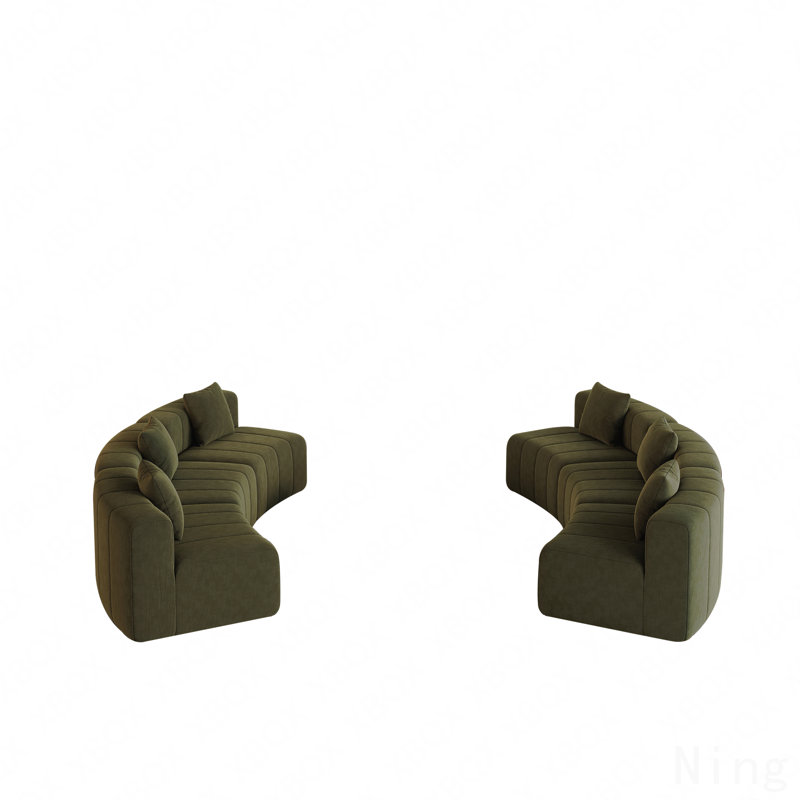 Canapé courbé pour recevoir des invités Canapé modulaire courbé en chenille avec 6 coussins, canapé modulaire symétrique incurvé pour chambre à coucher, salon, bureau pour les loisirs ou sieste, salle de lecture et vestibule