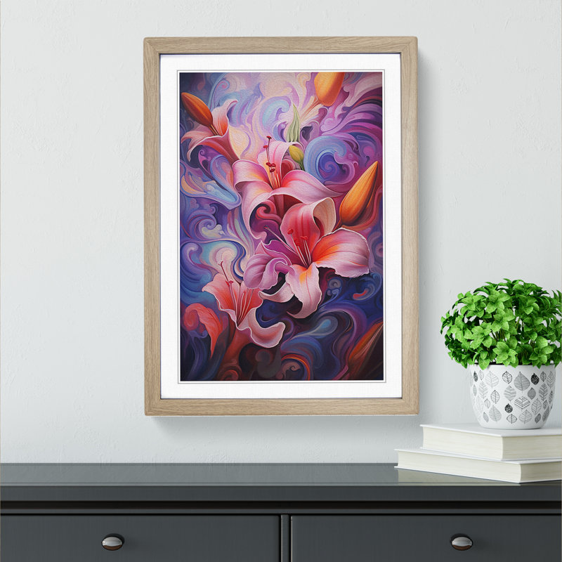 Floral Abstract No.2 - Framed Print, Oak Framed, 46cm H x 34cm W