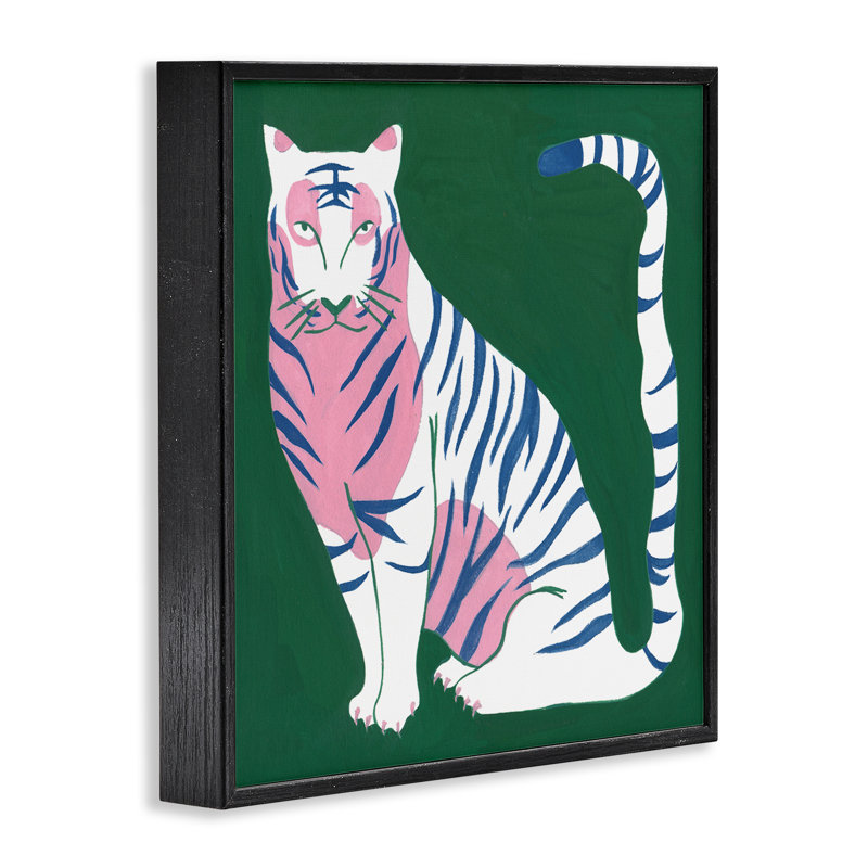 Tigre féroce moderne, estampe numérique, design par Melissa Wang, H 17 po x l 17 po, Giclée encadrée noir minuit