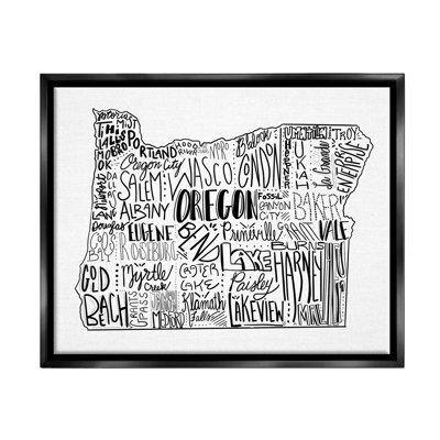 Carte des villes de l'État de l'Oregon par The Morning Evening Post - Art textuel sur toile
