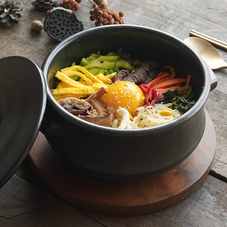 Crazy Korean Cooking Korean Stone Bowl (Dolsot), Sizzling Hot Pot for  Bibimbap and Soup - Premium Ceramic (Medium - No Lid)