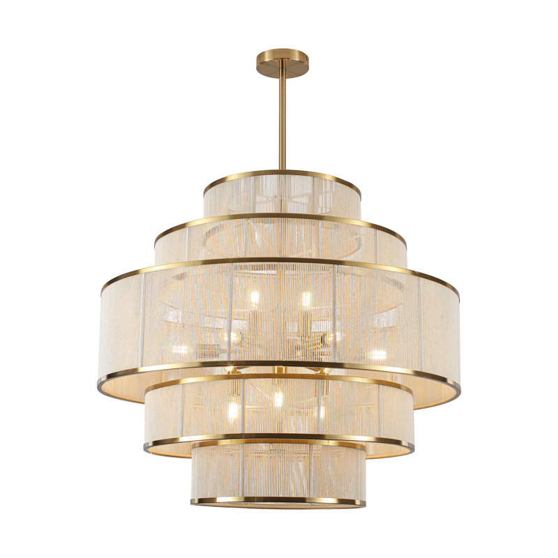 12-Light  Boho 5-Tier Hand Woven Rattan Drum Chandelier