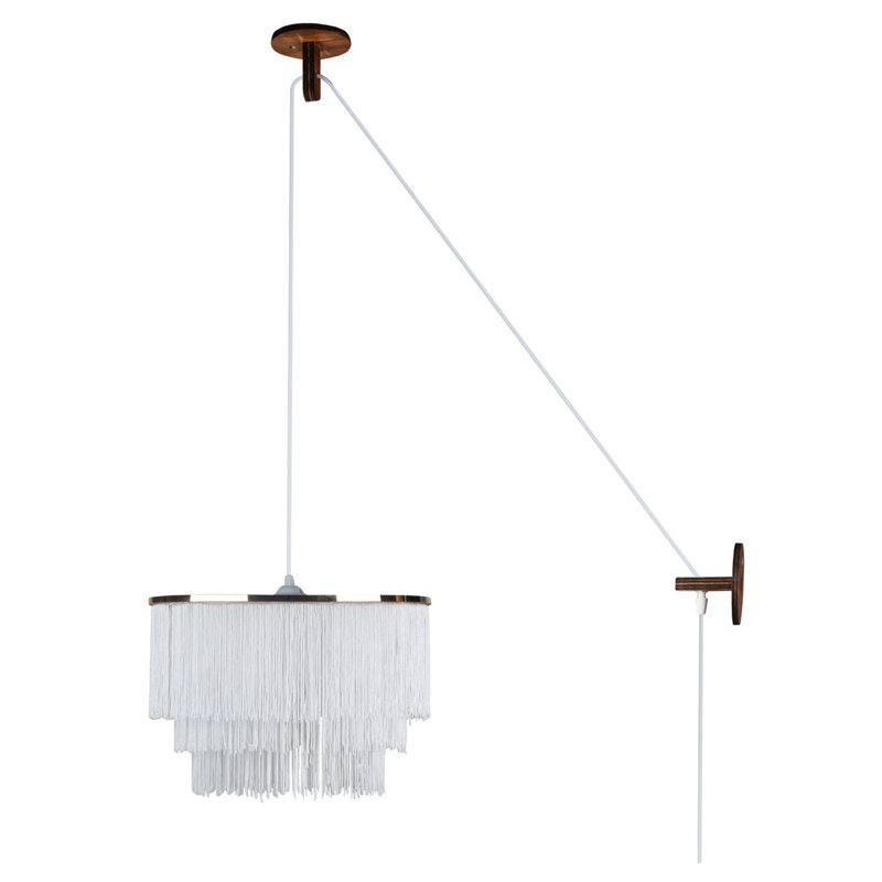 Luminaire suspendu en cristal à 1 lumière Gitschier, Blanc, Cuivre