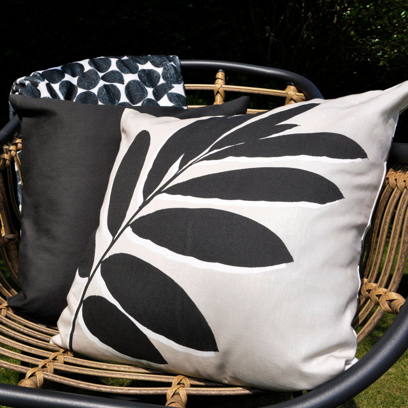 Indoor / Outdoor Floral Square Throw Pillow Cover, Natural