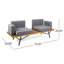 Canapé d'extérieur 2 places en bois d'acacia avec pieds en métal pour patio de jardin