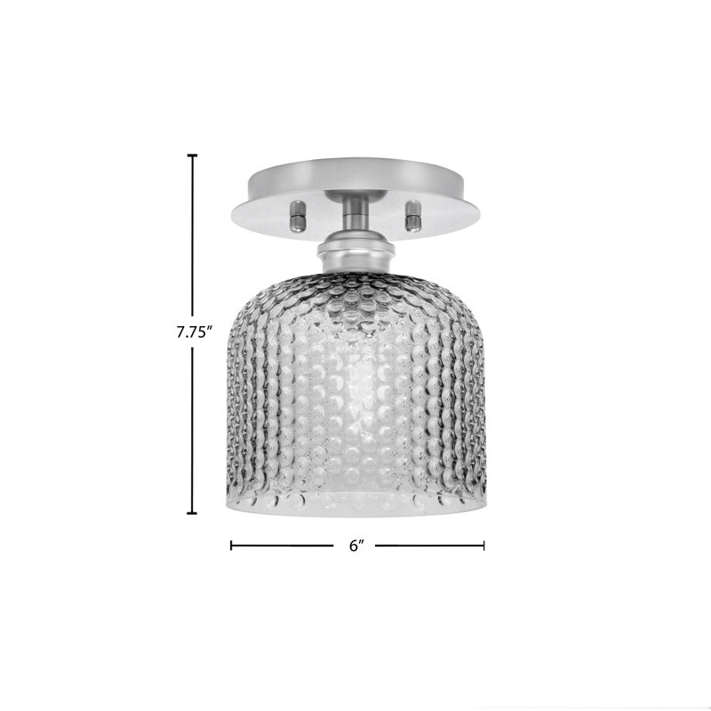 Verre texturé semi-encastré 1 lumière Edge, Nickel brossé, H 7,5 po x l 6 po x P 6 po