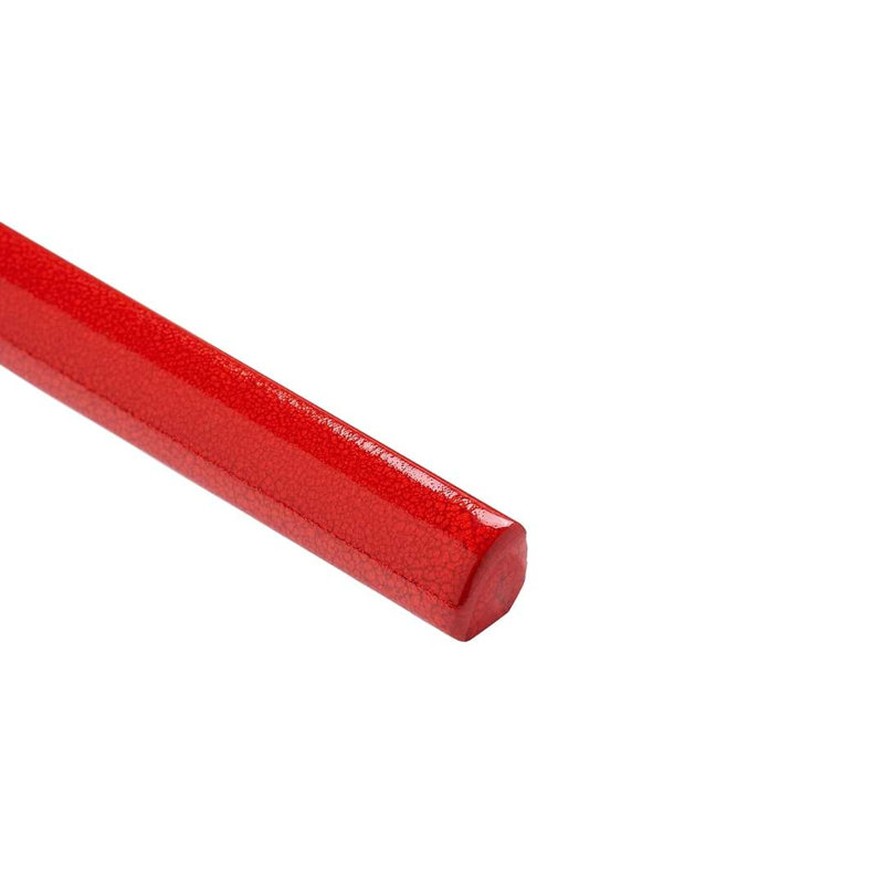 Emery .5X8 Handmade Crackled Terracotta 1/4 Round Bullnose, Red