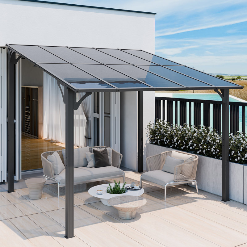 10 Ft. W X 10 Ft. D Aluminum Pergola with Canopy, 99.2" H x 115.4" W x 103.5" D