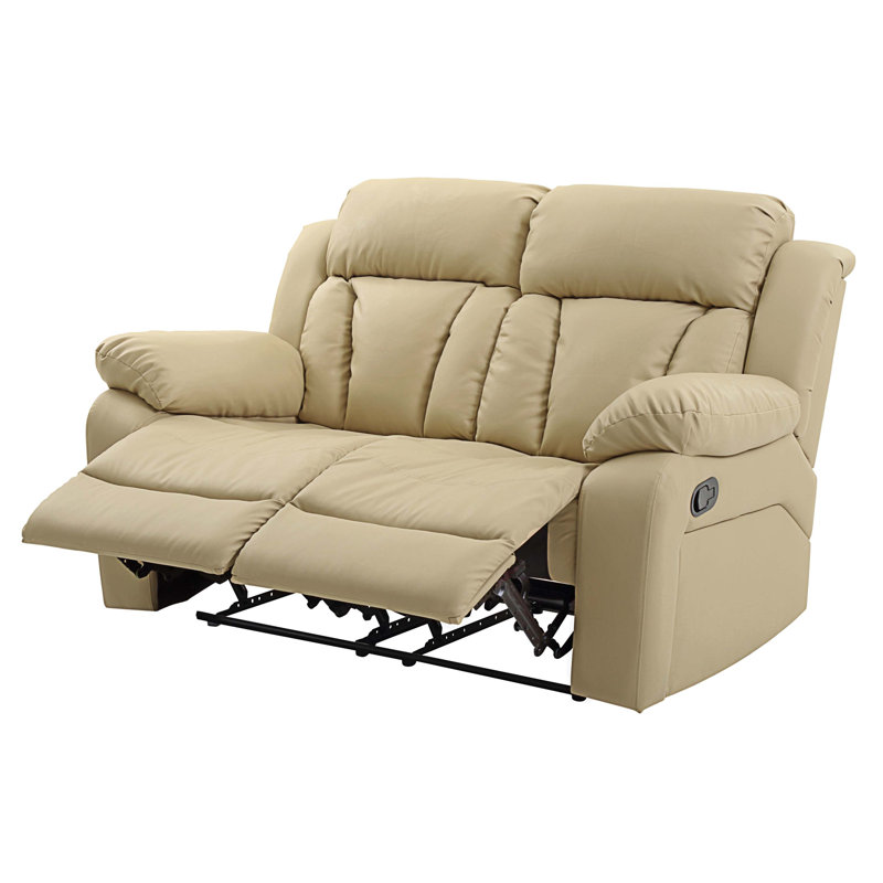 Barukh Faux Leather Recliner, Beige Faux Leather