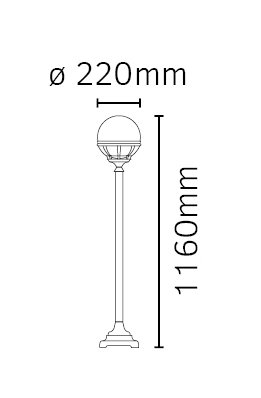 Uckfield Transparent Lamp Post (Full), Verdi with Smoked Shade