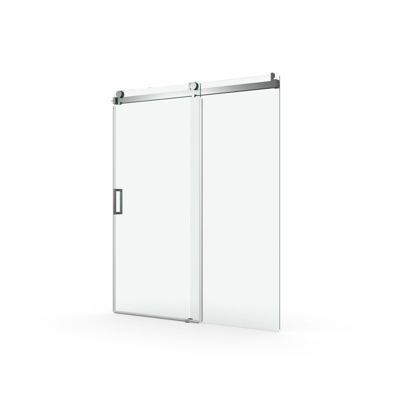 Frameless Soft-Closing Single Sliding Shower Door, Matte Black