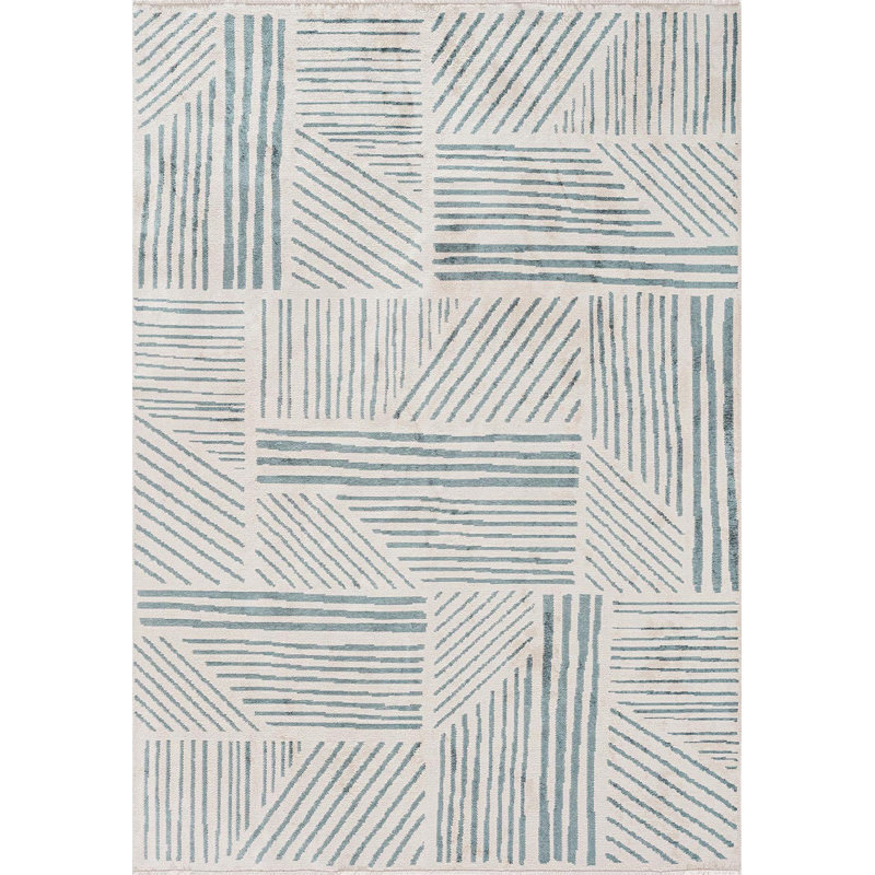 Amruth Geometric Hand Loom Indoor / Outdoor Area Rug, Rectangle 6'6" x 9'10"