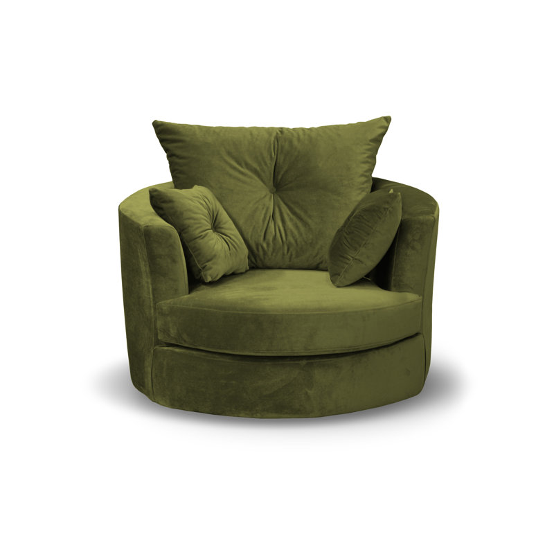 Bilbo Upholstered Swivel Barrel Chair, Olive