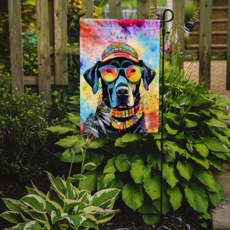 Drapeau de jardin Hippie Dawg, Labrador noir