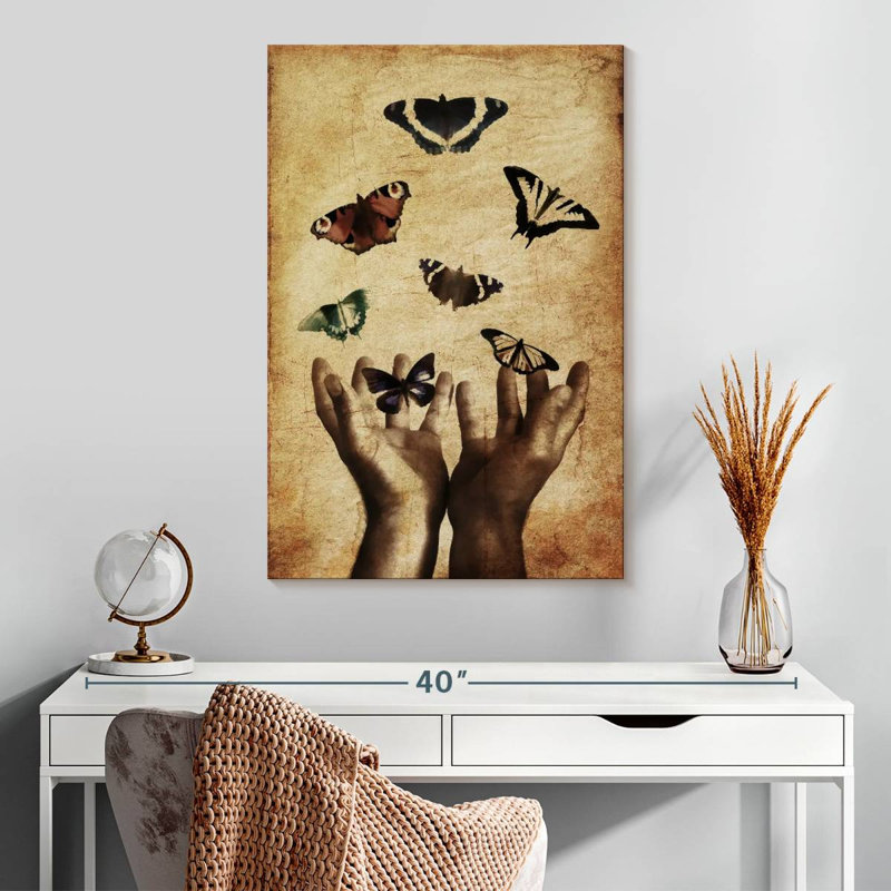 Brampt Hands Releasing Butterflies, 30" H x 20" W