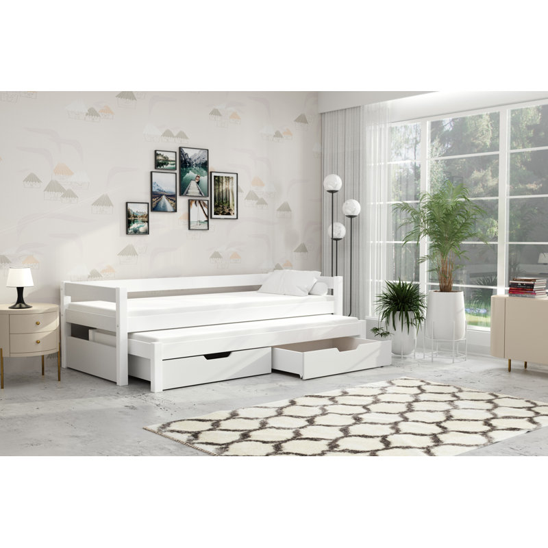 Henkil European Single (90 X 200cm) 2 Drawer Bunk Bed and Mattress with Trundle by Harriet Bee, White