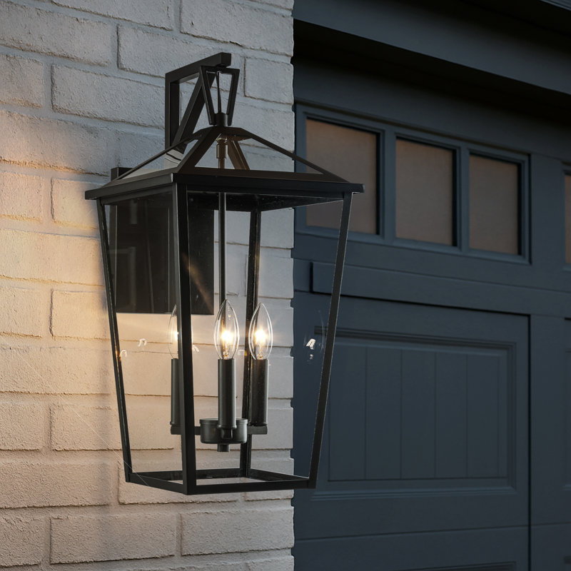 Modern Matte Black Outdoor Wall Lantern With Clear Tempered Glass Open Bottom Design Exterior Light Fixture For Entryway, Garage, Patio
