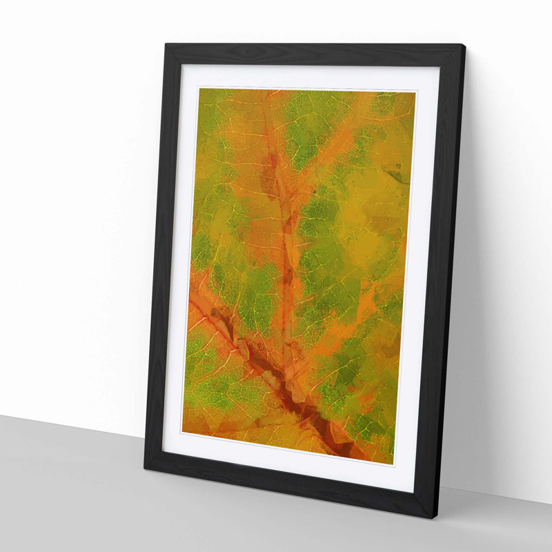 Map of a Leaf in Abstract - Framed Print, 91cm H x 60cm W x 2cm D, Black