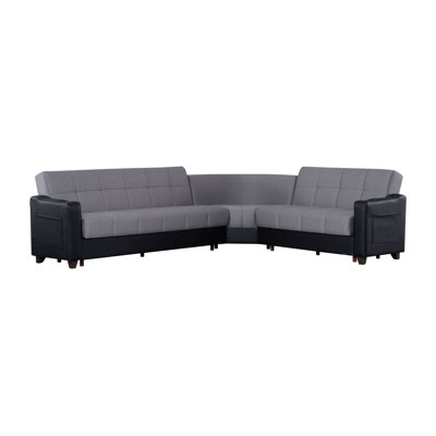 Lindsey Corner Sectional Beige With Chocolate Faux Leather