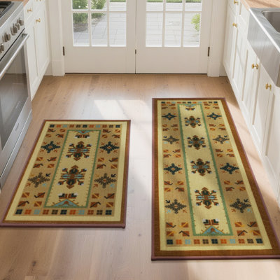  Kitchen Mat 2PCS Cushioned Kitchen Mats for Floor, Waterproof Kitchen Rug Set of 2 Non-Skid Comfort Standing Mat for Kitchen, Office, Sink, Laundry