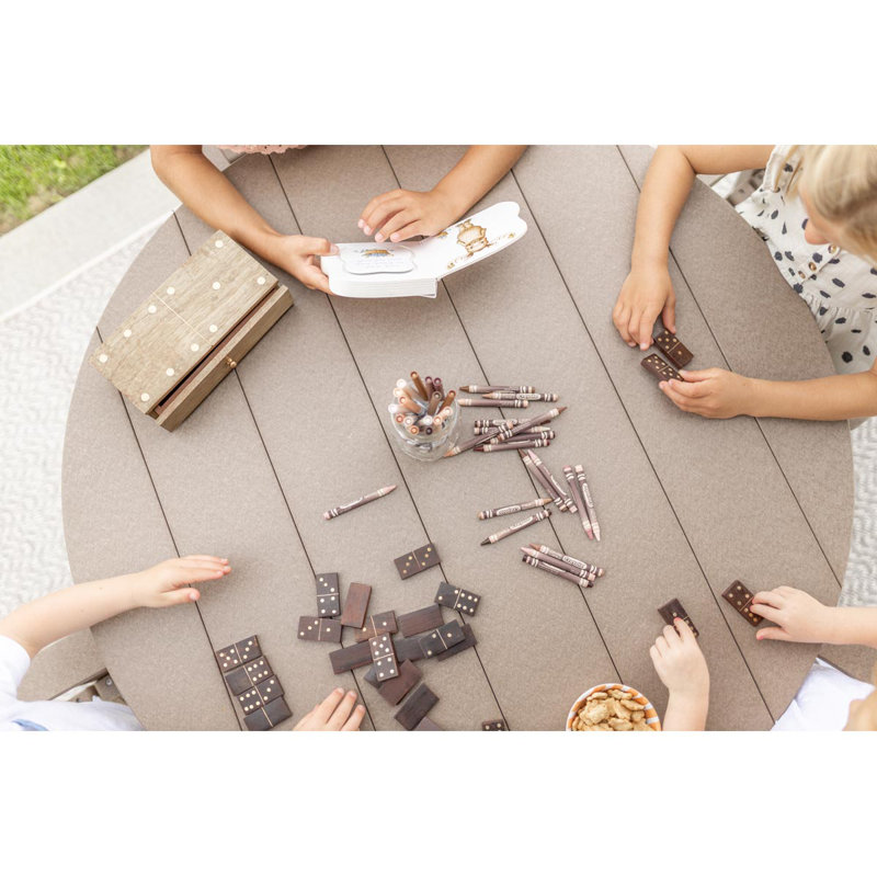 Berlin Gardens Kids Regular Top With White Base 38″ Round Table, Driftwood Gray