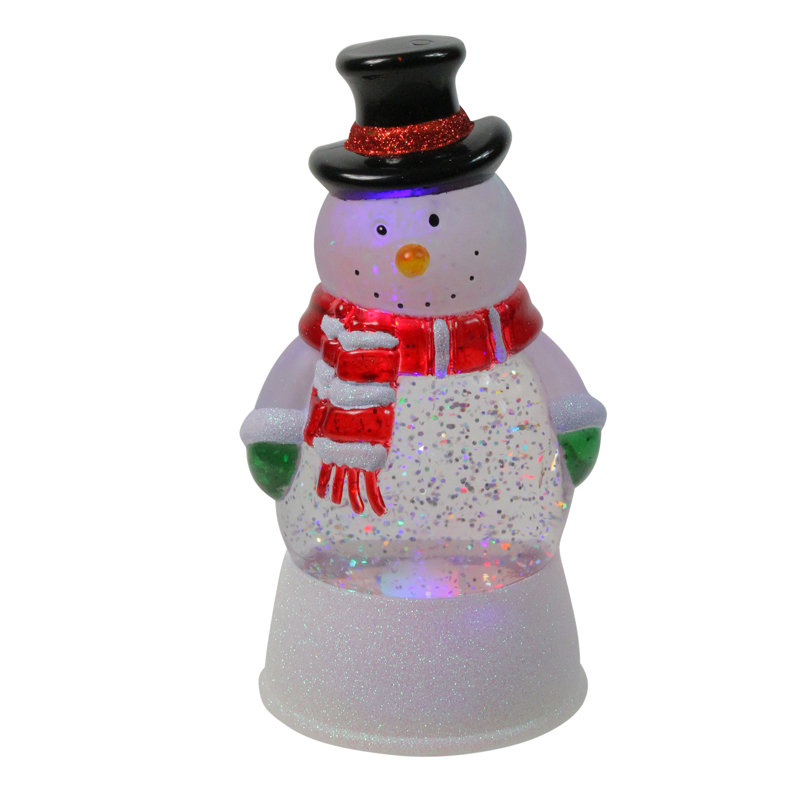 7.5" LED Lighted Color Changing Snowman Christmas Glitter Snow Globe