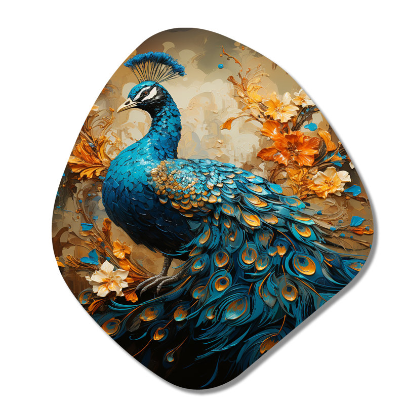 Westbury - Peacock Nebula Shape Metal Wall Sculpture, 28" H x 25" W