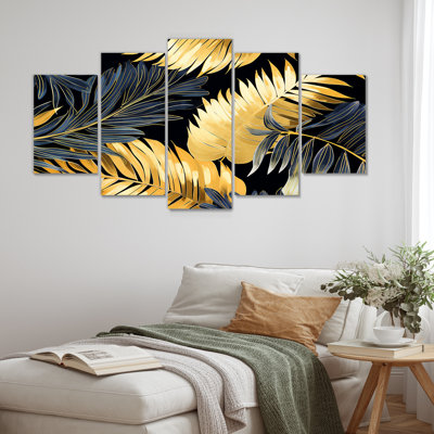 Grandidier - Feuilles d'art sur toile 5 pièces