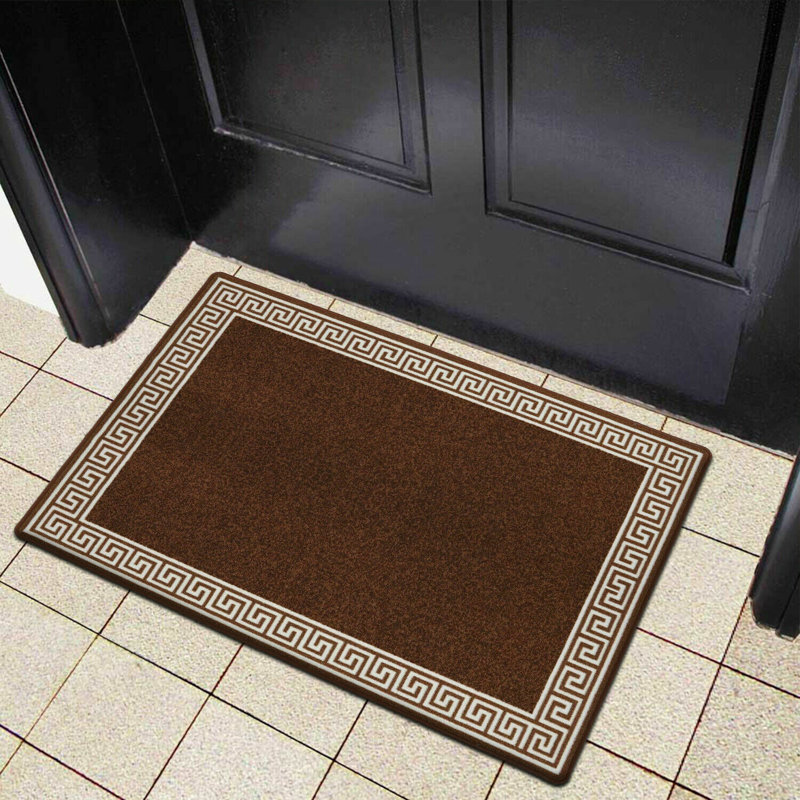 Fougeres Non-Slip Geometric Indoor / Outdoor Doormat, Rectangle W66 x L120 cm, Brown/Beige