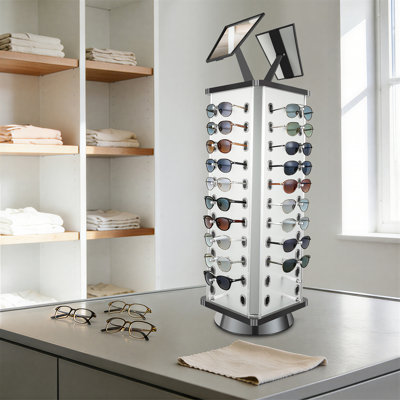 44 Pairs Eyeglasses Holder Rotating Sunglasses Display Rack Freestanding Eyewear Organizer for Optical Shop Accessory Store Home