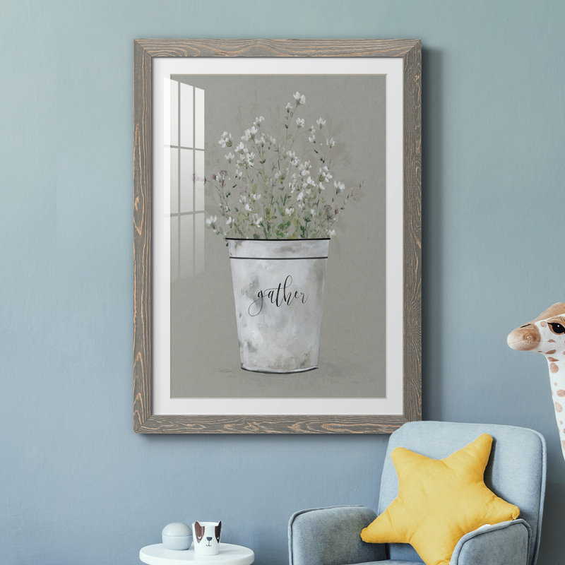 Bouquet de grâce, collection de seau, reproduction d'art sur papier, H 31 po x l 44 po x P 1 po, Gris