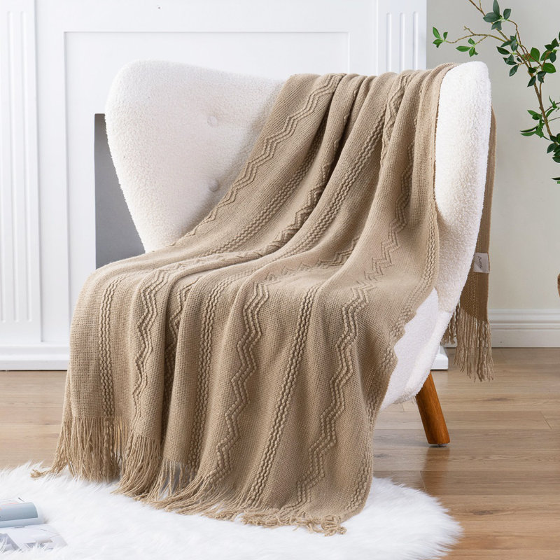 Jeté pour canapé, jeté uni pour la décoration intérieure, jeté en tricot pour lit, 50 po x 60 po, Tanné