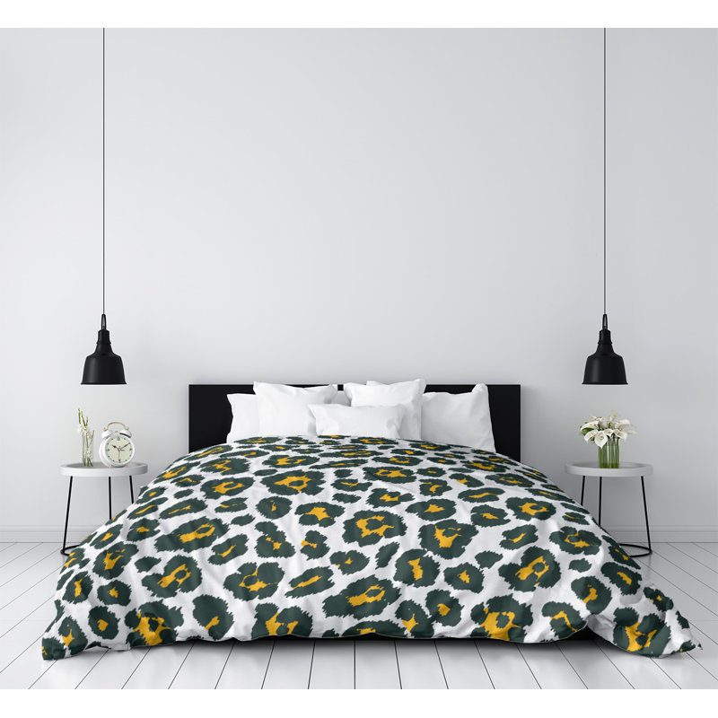 Housse de couette simple, Microfibre, Housse de couette pour très grand lit, Blanc / Gris / Jaune