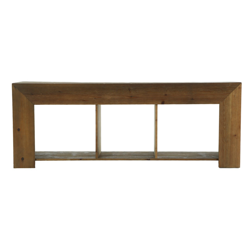 Meuble télé 63 po en bois massif avec tablette de rangement ouverte
