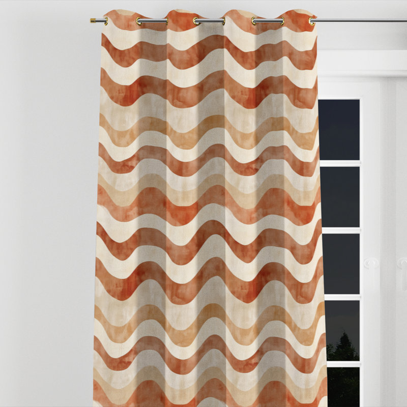 Rideaux obscurcissant Abstract Room - Rideau à œillets terreux orange et brun Boho, L 52 po x L 95 po, Œillets dorés
