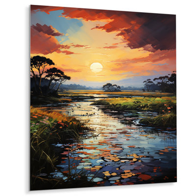 Delta du Vietnam, coucher du soleil I - décoration murale en métal Vietnam