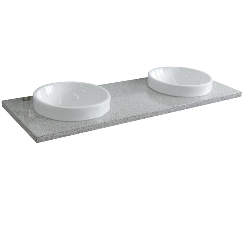 Plateau de meuble-lavabo double 61 "avec lavabo, Granite