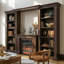 Foyer électrique de 115,5 po de largeur avec cadre de cheminée en bois à 10 tablettes-465727129