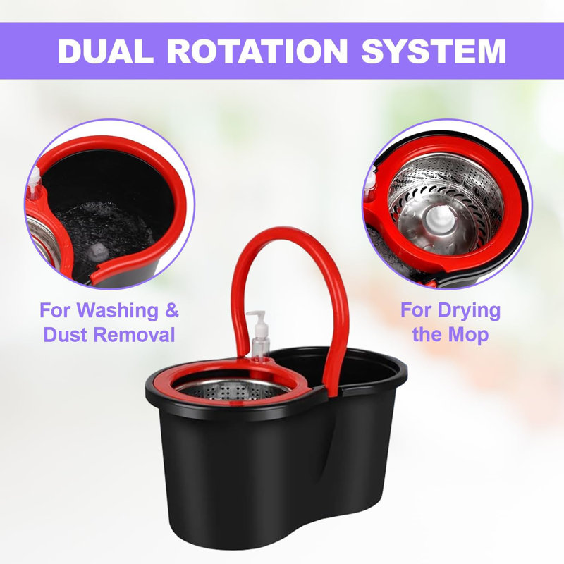 Mop Bucket Set, Black/Red