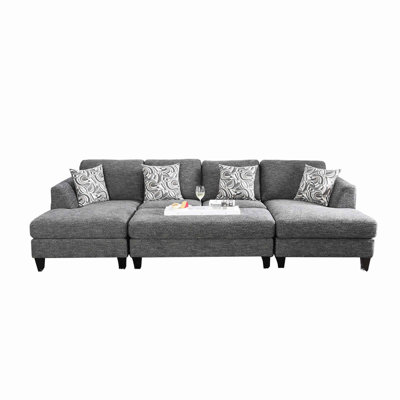 Upholstered 61 " Fabric U-Shaped Sofa Bed