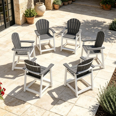 Outdoor HDPE Adirondack Chairs Set of 6, Patio Bar Stools