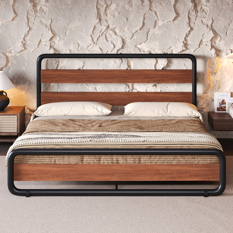 Taishima Metal Platform Bed, King, Black