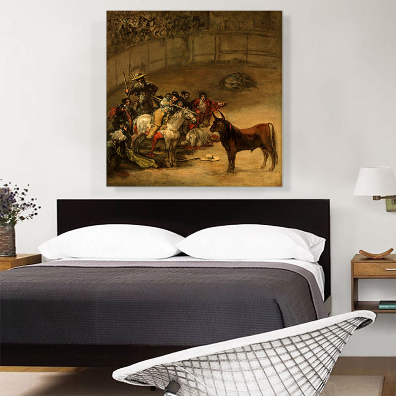 «Bullfight 1824» par Francisco Goya, reproduction d'art sur toile tendue, H 36 po x l 36 po x 1,5 po