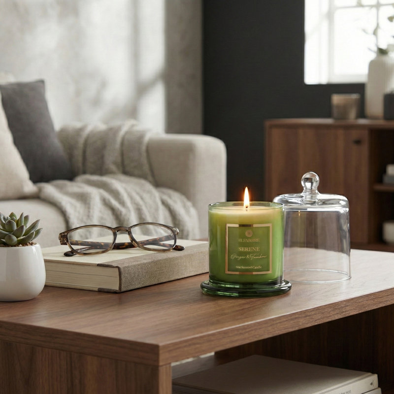 Bougie parfumée avec couvercle en verre pour décor de salon Freelon - décoration décorative pour chambre à coucher, bibliothèque ou centre de table basse