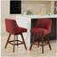Tabouret de bar pivotant haut, ensemble de 2 tabourets de bar en velours de 26 po de hauteur, tissu marron